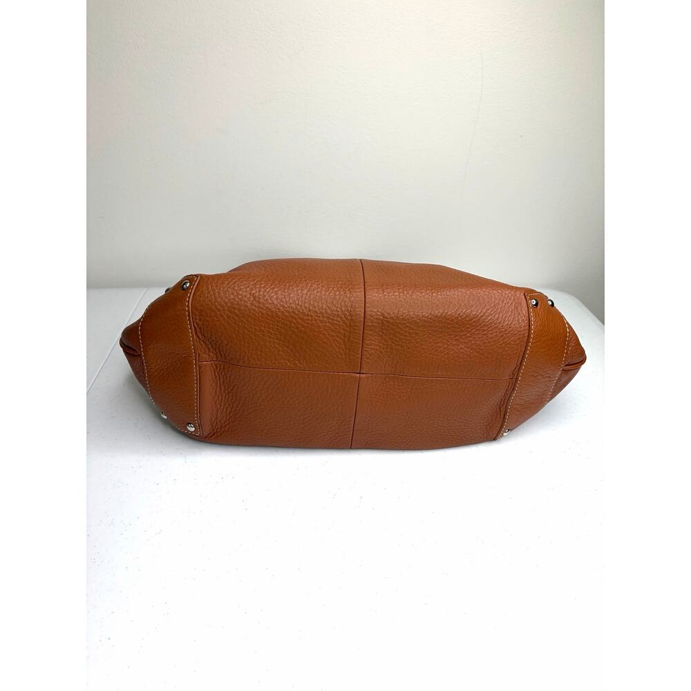 Talbots Pebbled Leather Shoulder Bag Purse Brown Preppy Chic Classic Neutral - Picture 3 of 12